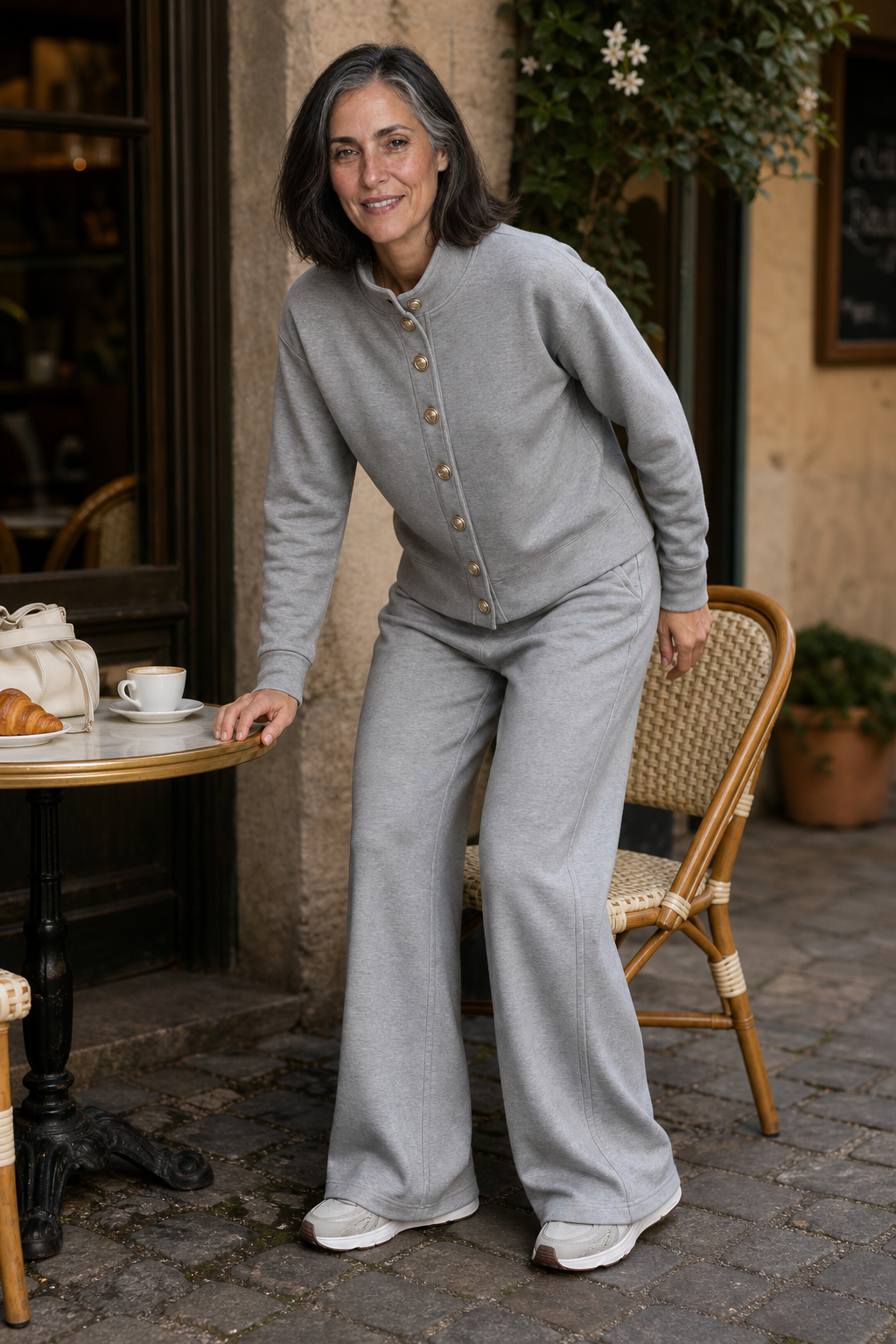 Wideline – Button-Down Cardigan And Wide-Leg Pants Set