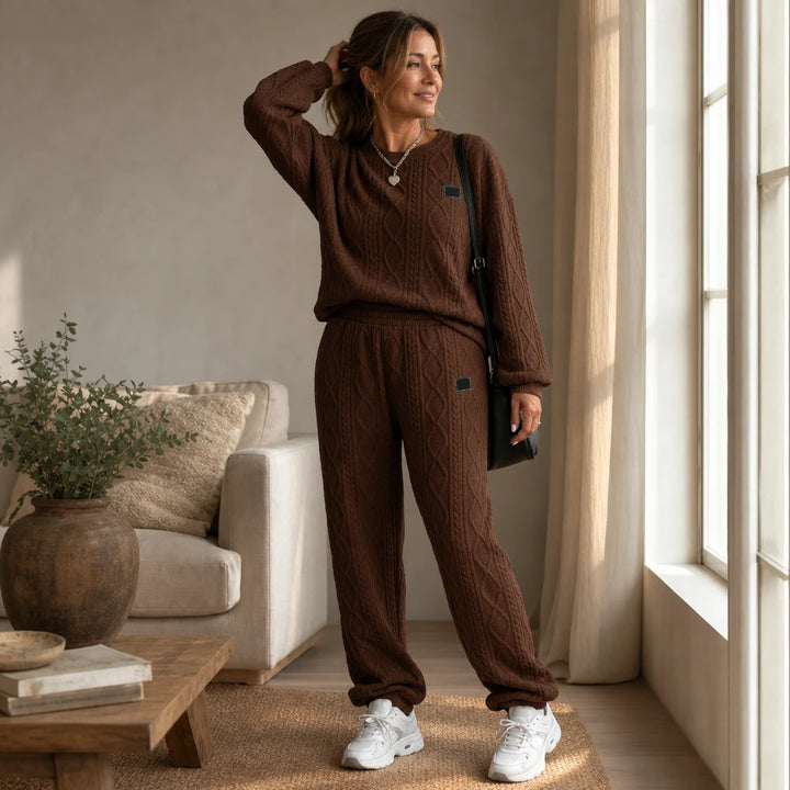 Cable & Co. – Cable-Knit Sweater And Trouser Set