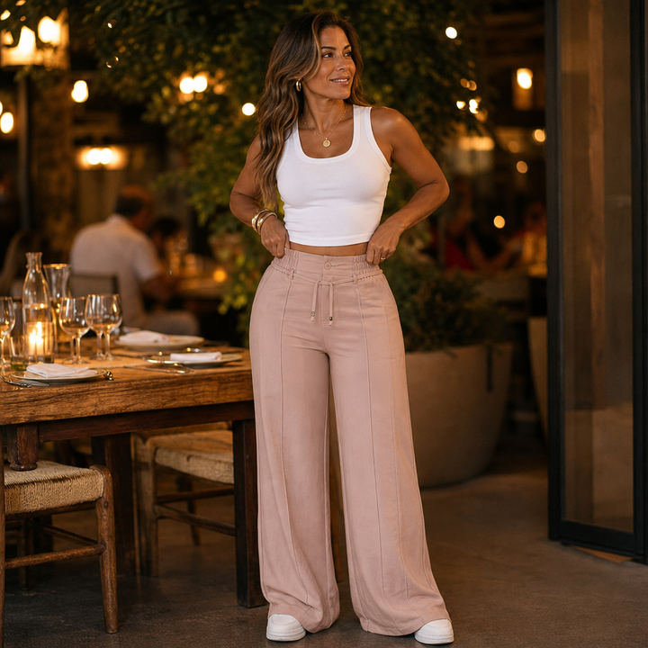 Trouserie – Drawstring Wide-Leg Trousers With Elastic Back