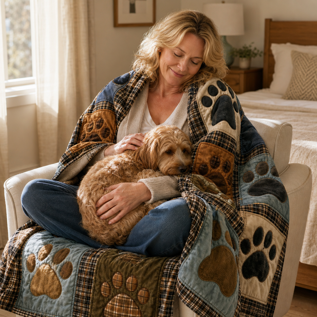 Pawhaven – Printed Paw-Print Flannel Blanket
