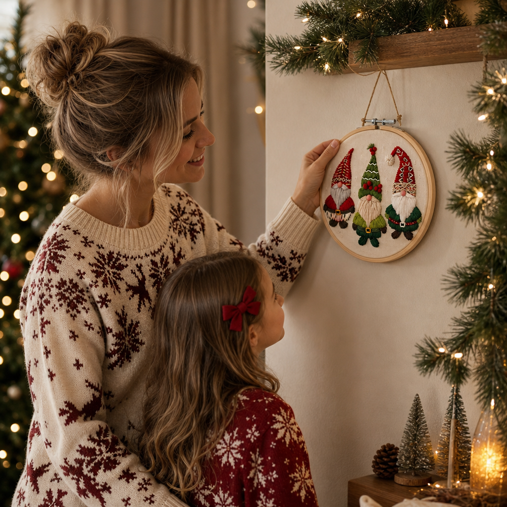 Snowglow – Pre-Printed Snowy Village Embroidery Kit