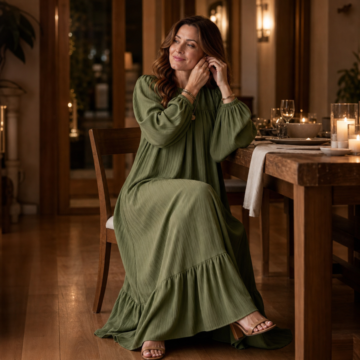 Wearbella – Oversized Bishop Sleeve Boho Maxi Dress