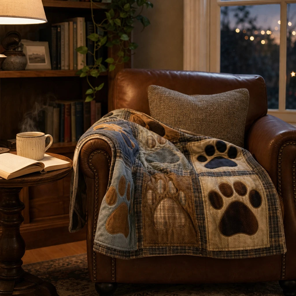 Pawhaven – Paw Print Flannel Throw Blanket