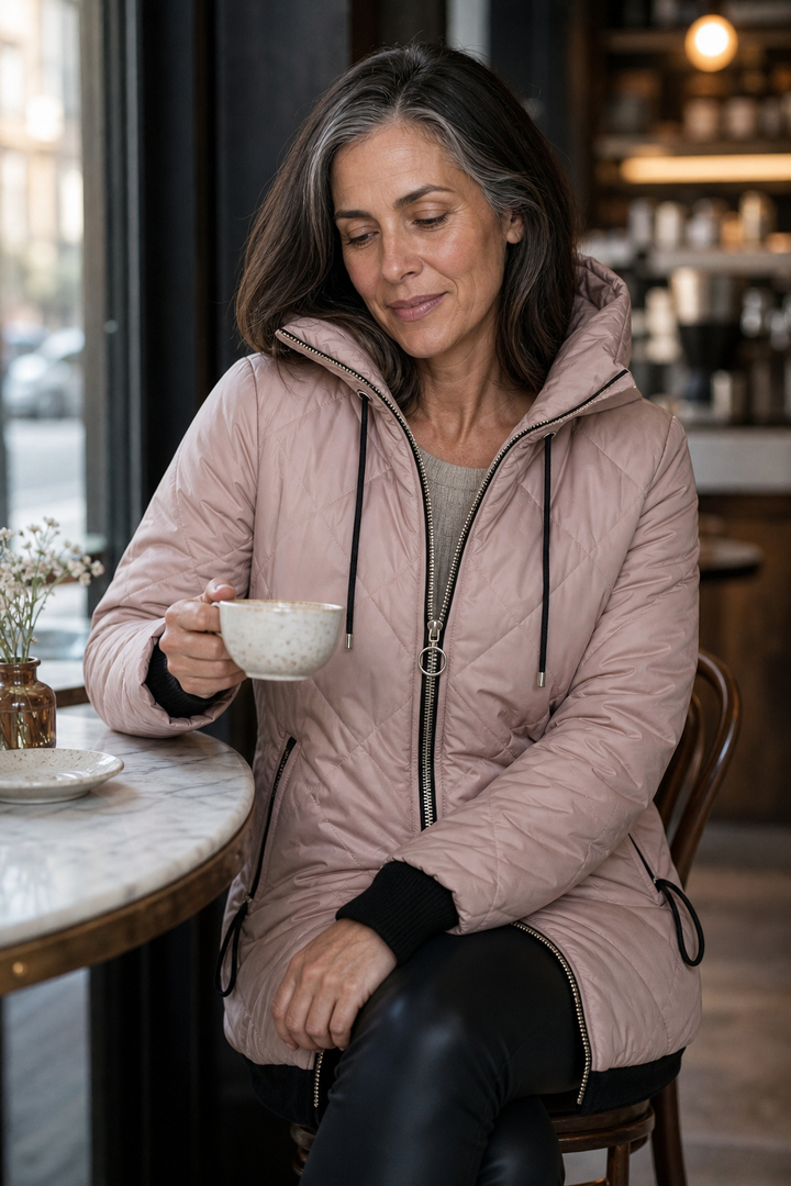 Wearbella – Quilted Hooded Zip-Front Jacket