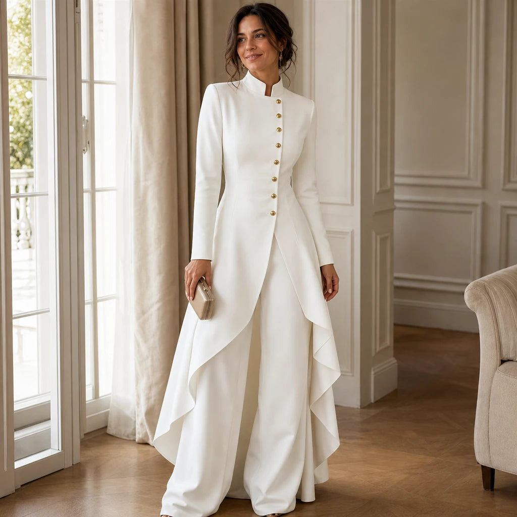 Doretta – Women's Longline Coat And Wide-Leg Pants Set