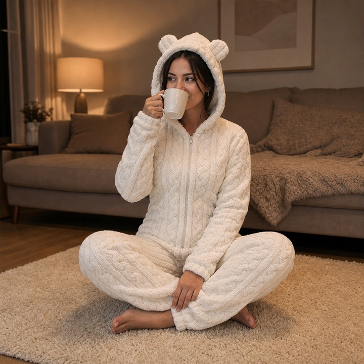 Cubwarm – Cable-Knit Hooded Bear Onesie