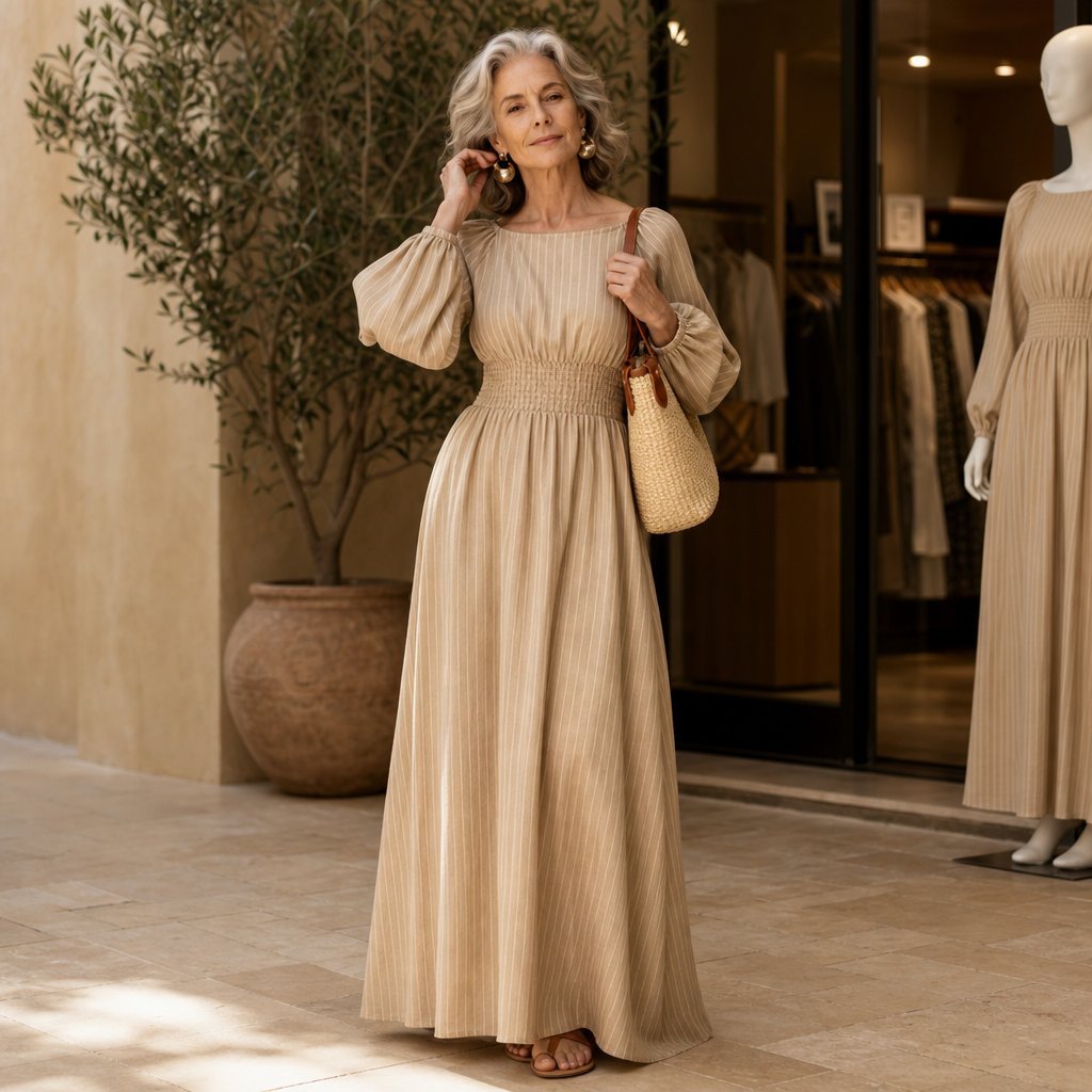 Wovelle – Smocked-Waist Pleated Maxi Dress