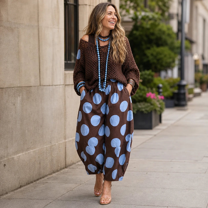 Dotarra – Polka Dot Wide-Leg Balloon Trousers
