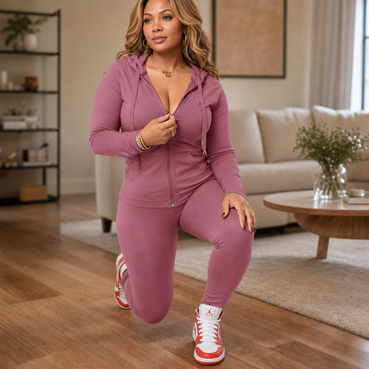 Denimova – Faux-Denim Patchwork Stretch Tracksuit