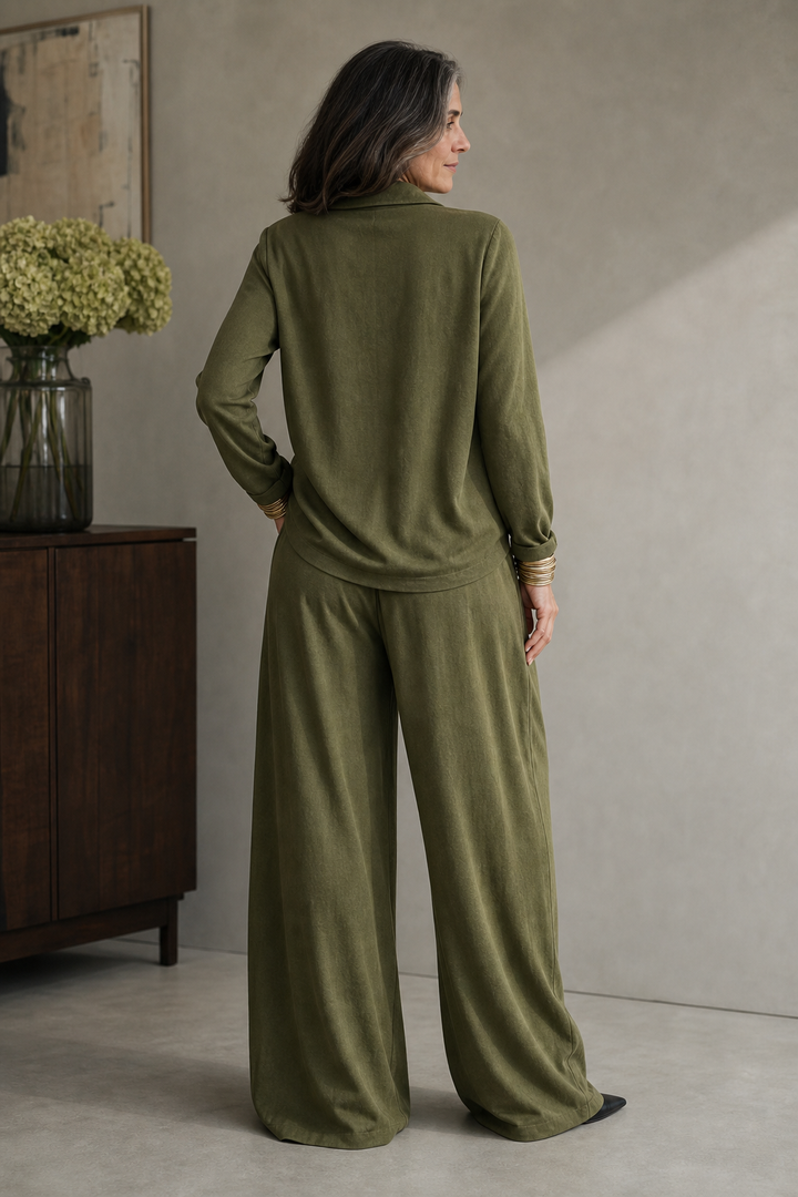 Wearbella – Ribbed Knit Draped Top. And Pants Set