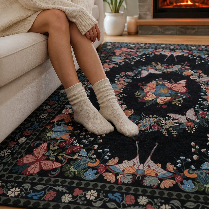 Florenza – Floral Butterfly Print Area Rug