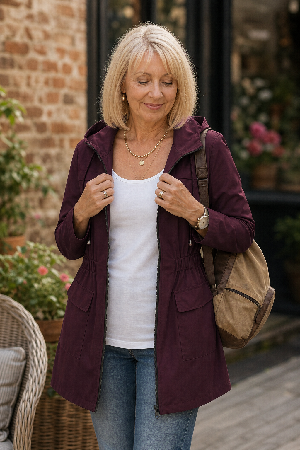 Rainette – Drawstring Waist Hooded Rain Jacket