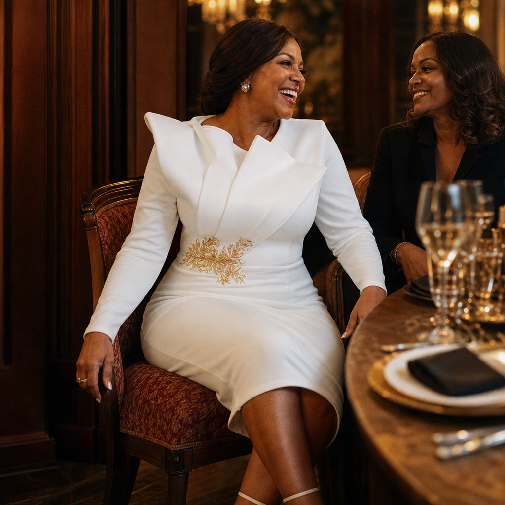 Wearbella – Embroidered Long-Sleeve Midi Dress