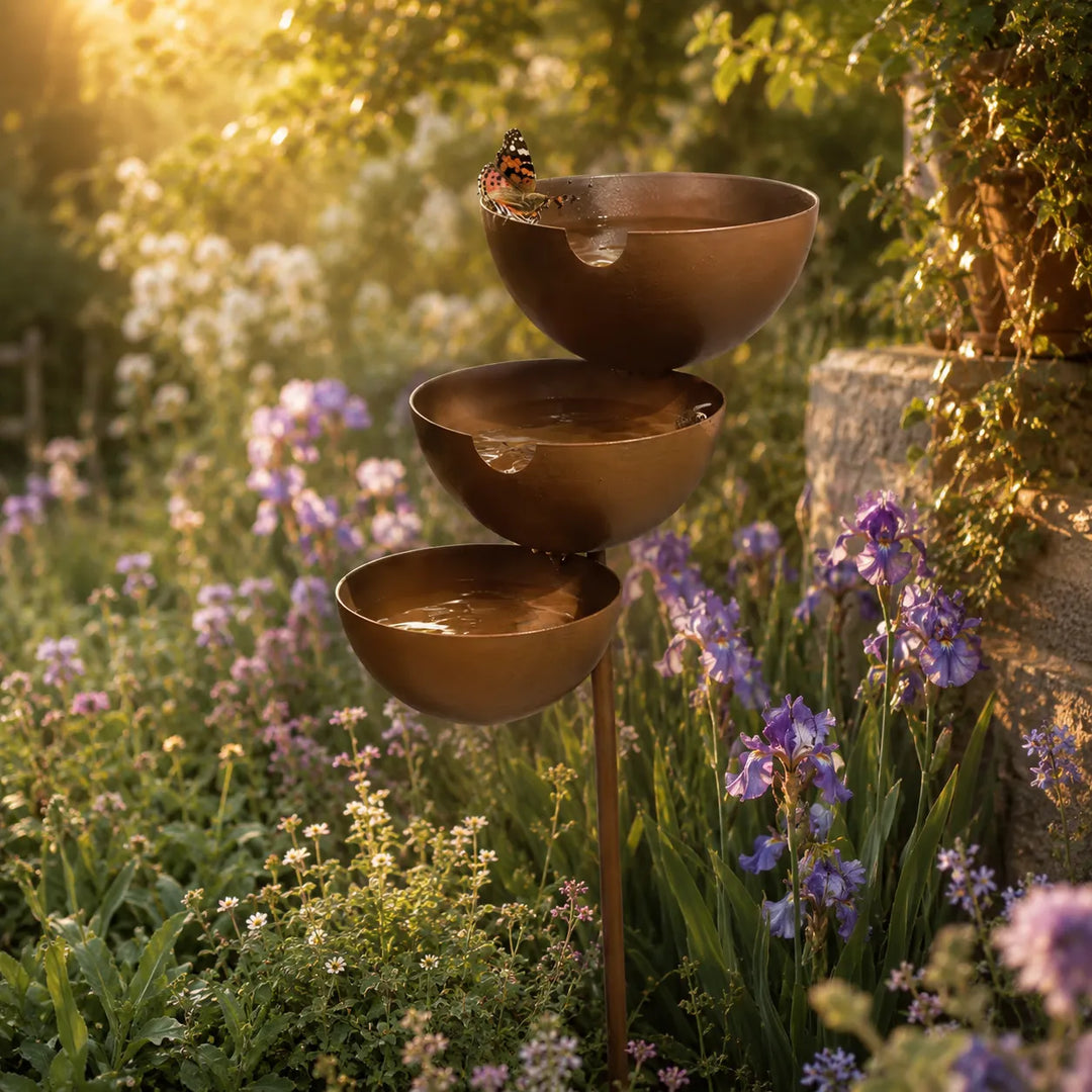 Birdsong – 3 Tier Cascading Bird Bath Garden Stake with Rain Catcher Bowls