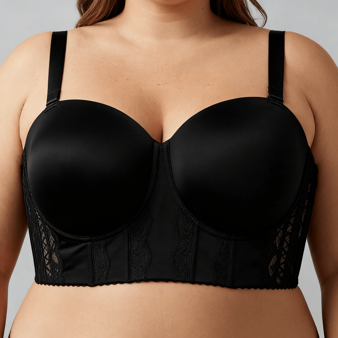 Liftara – Wide Band Wireless Bra with Removable Straps Black / S