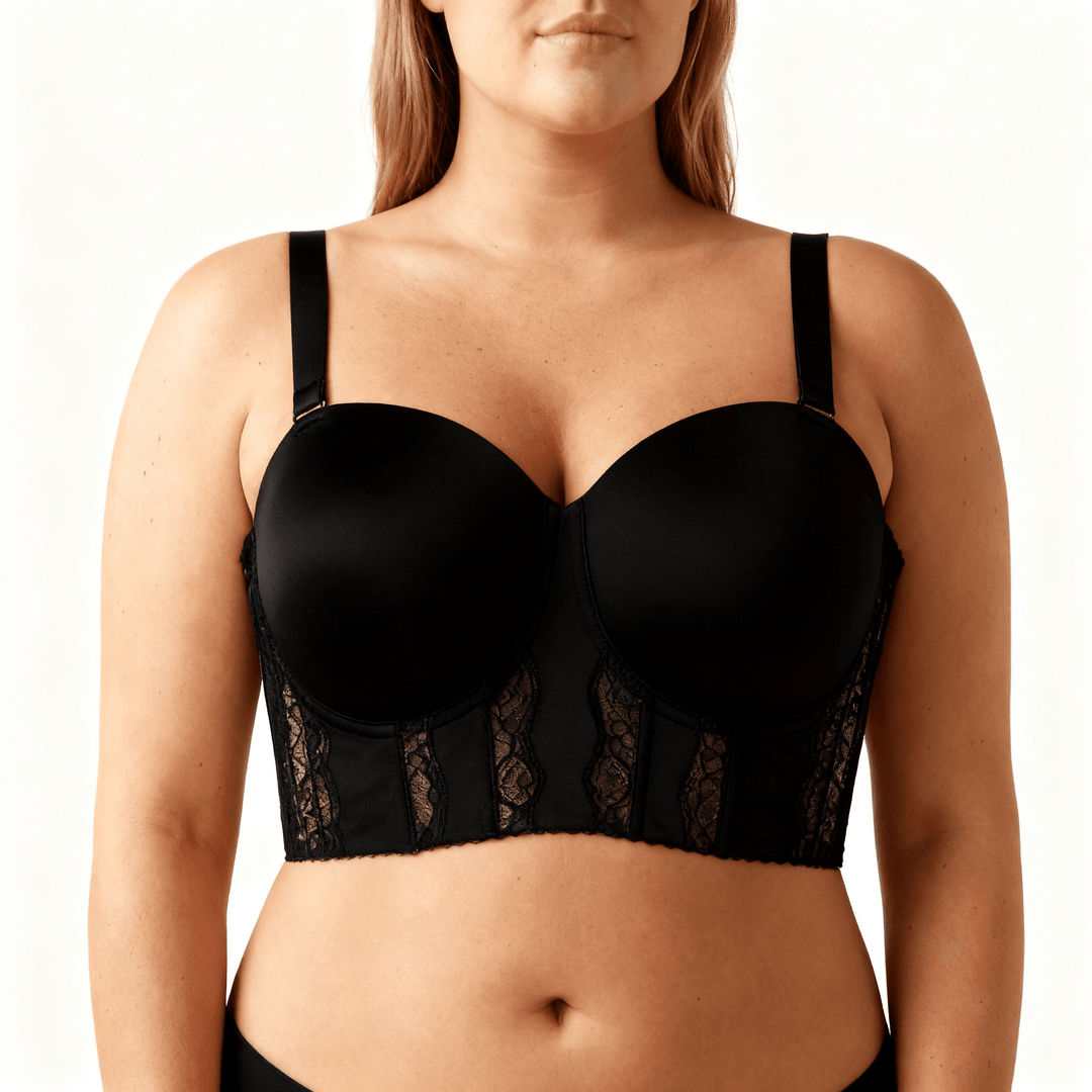 Liftara – Wide Band Wireless Bra with Removable Straps Black