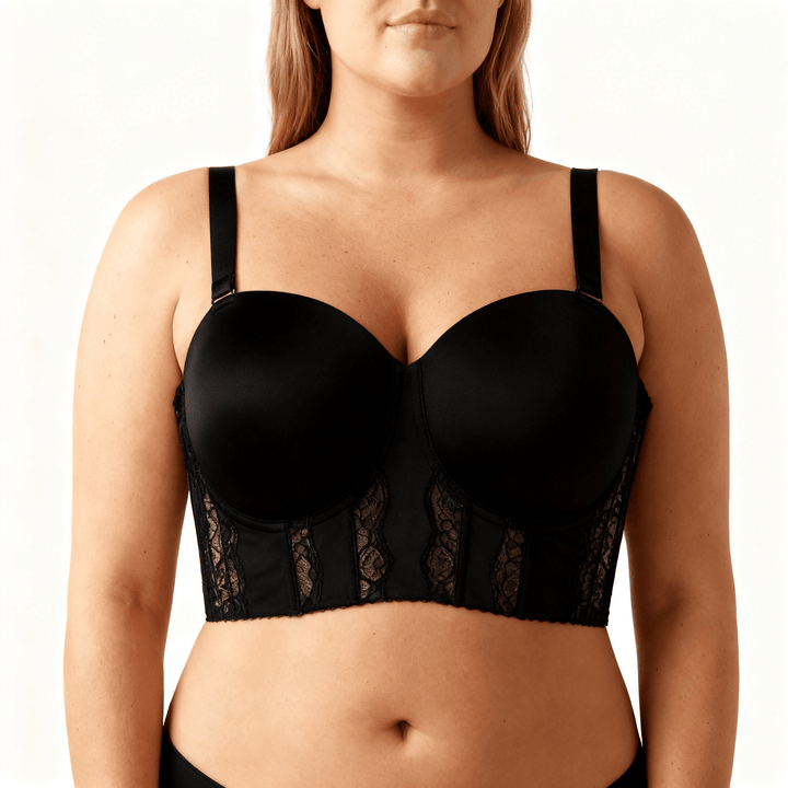 Liftara – Wide Band Wireless Bra with Removable Straps Black