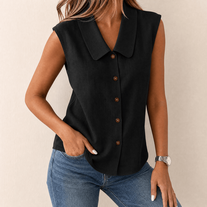 Linora – Women's Breezy Collared Summer Top Black / S