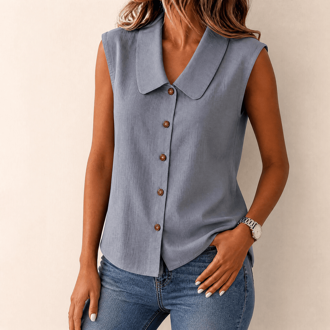 Linora – Women's Breezy Collared Summer Top Grey / S