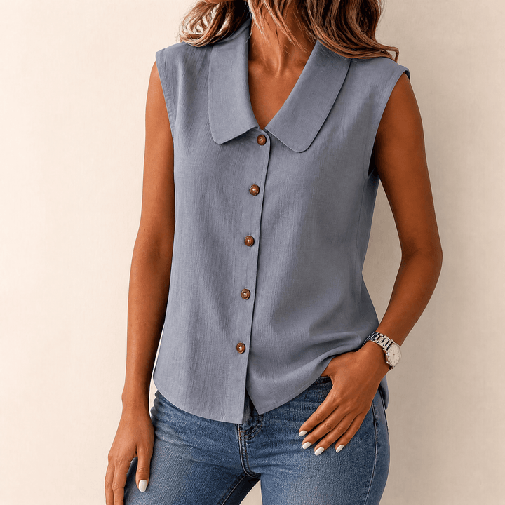 Linora – Women's Breezy Collared Summer Top Grey / S