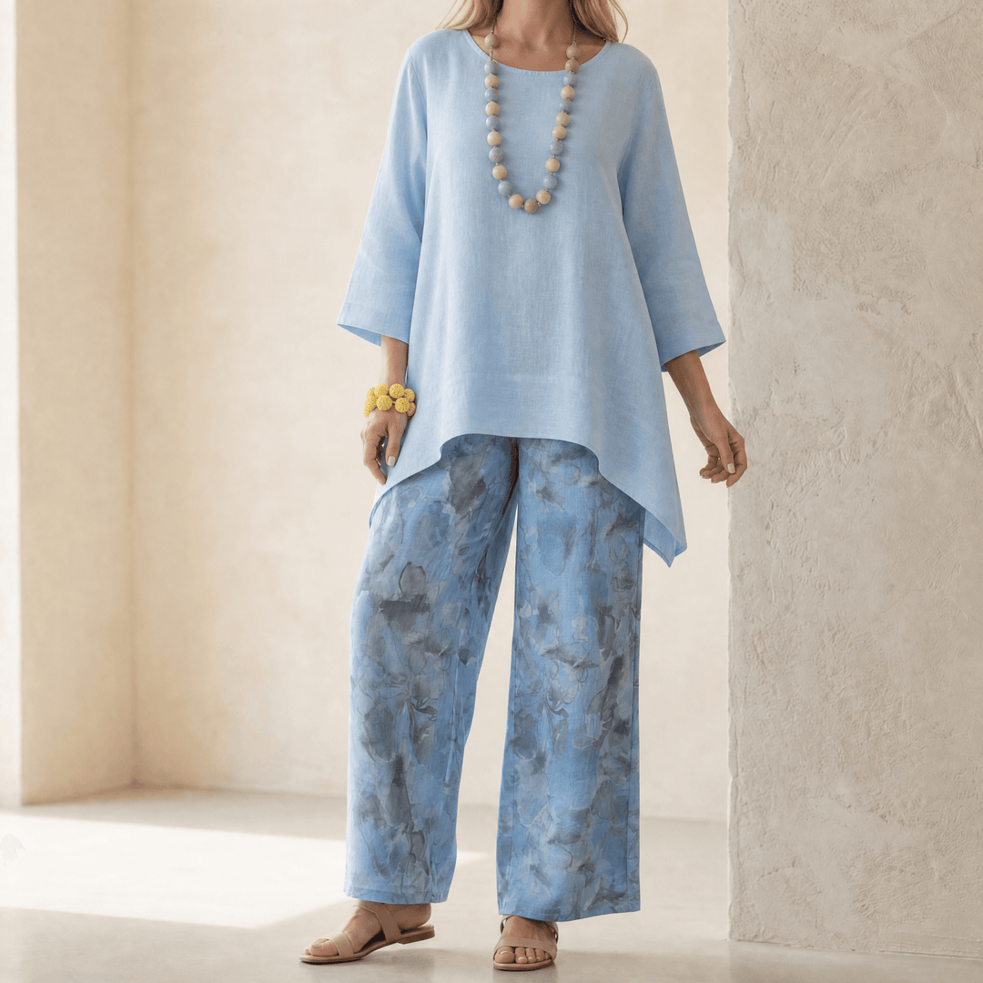 Linova – Women's Artful Linen Two-Piece Set Powder Blue / S