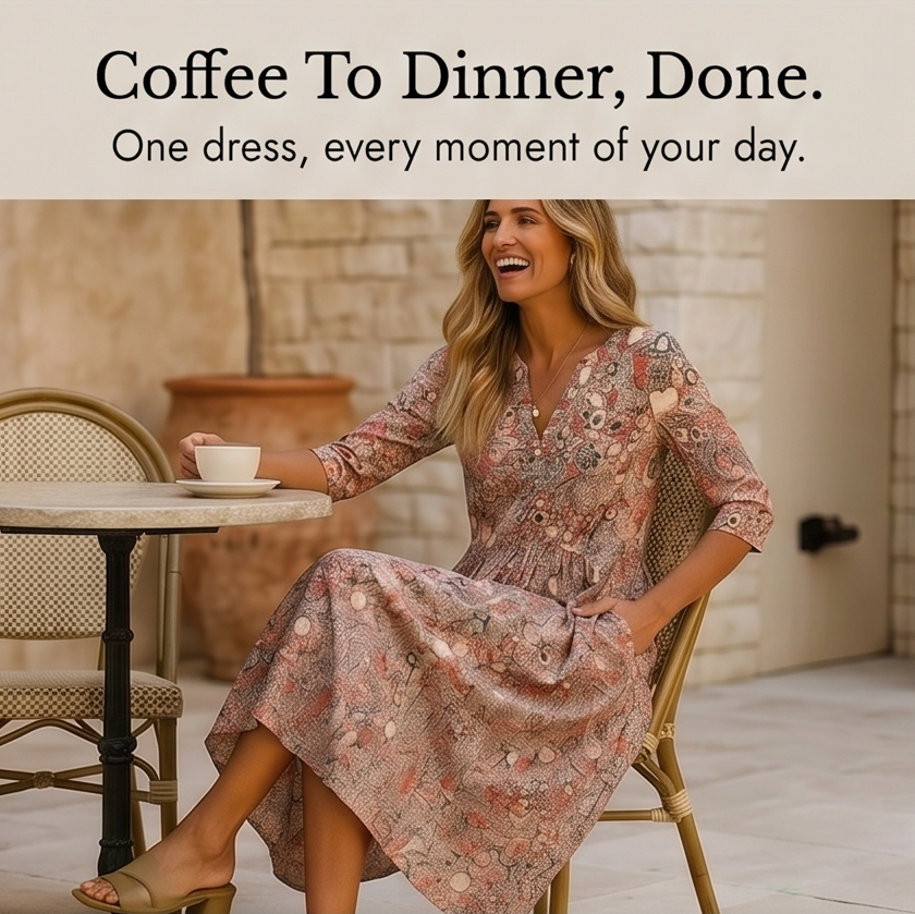 Lirenne – Women's Flattering Floral Midi Dress with Pockets