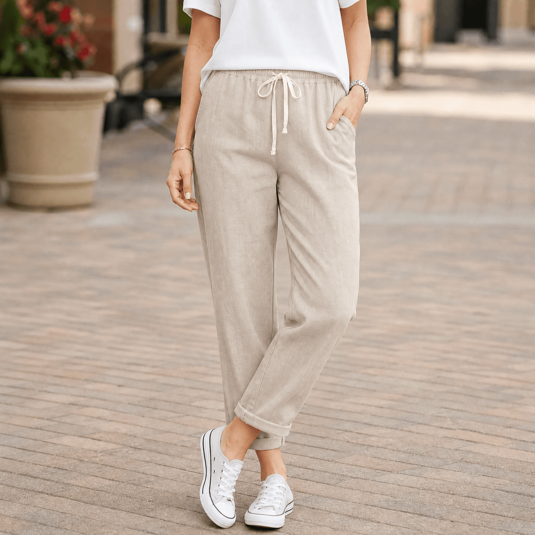 Lirenza – Women's Soft Ankle Pants Beige