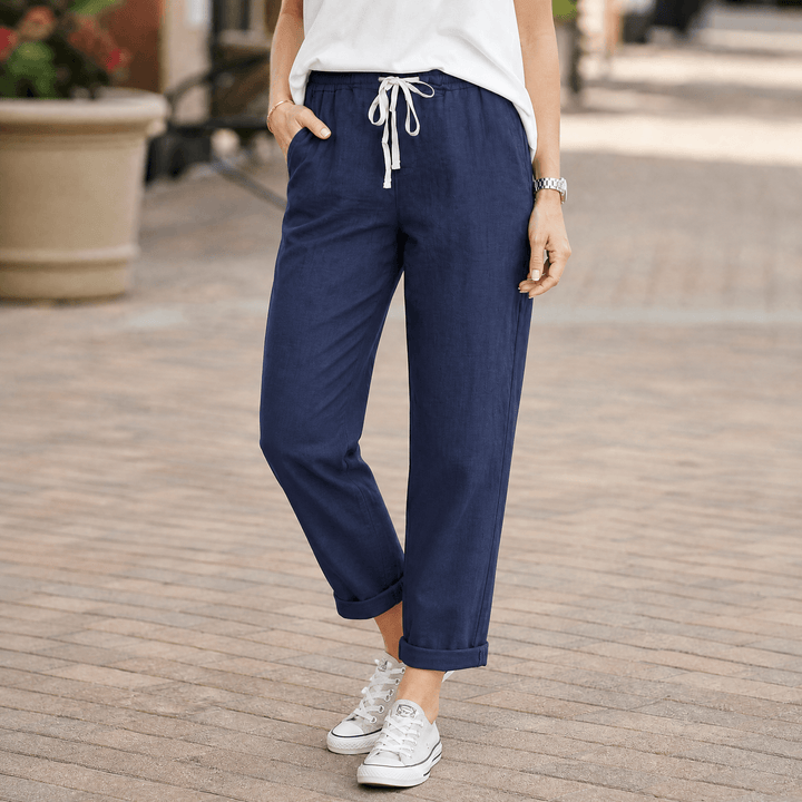 Lirenza – Women's Soft Ankle Pants Navy Blue