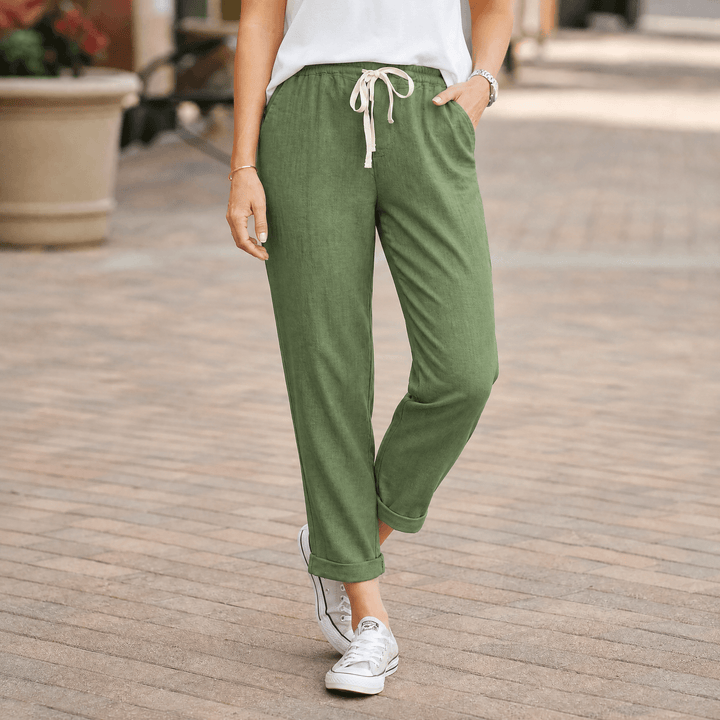 Lirenza – Women's Soft Ankle Pants Olive Green
