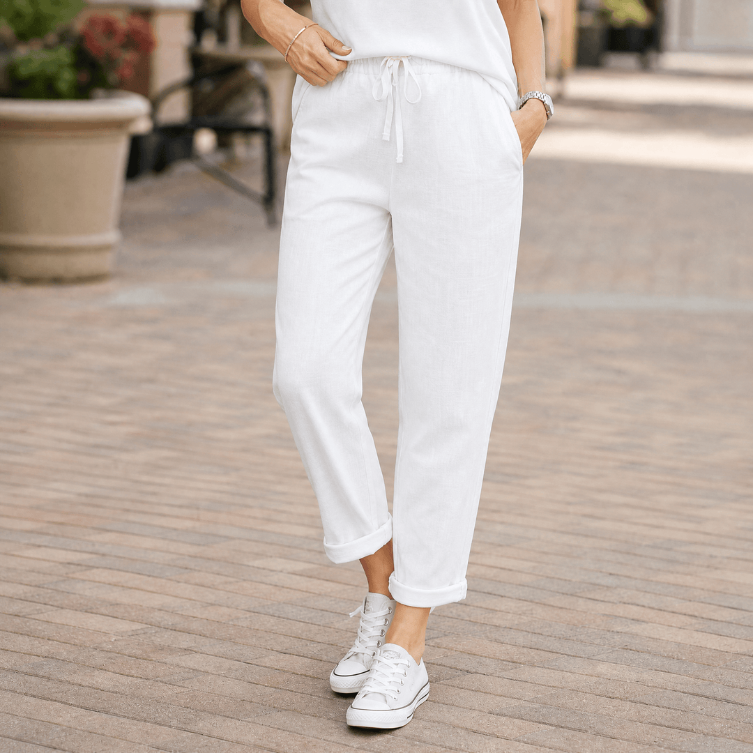 Lirenza – Women's Soft Ankle Pants White