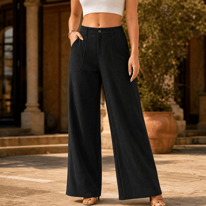 Loriva – Women's High-Waisted Wide-Leg Palazzo Pants Black