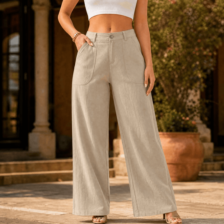 Loriva – Women's High-Waisted Wide-Leg Palazzo Pants Khaki