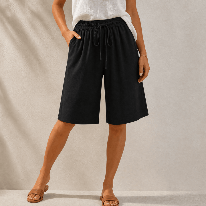 Lumera – Women's Wide-Leg Drawstring Shorts Classic Black