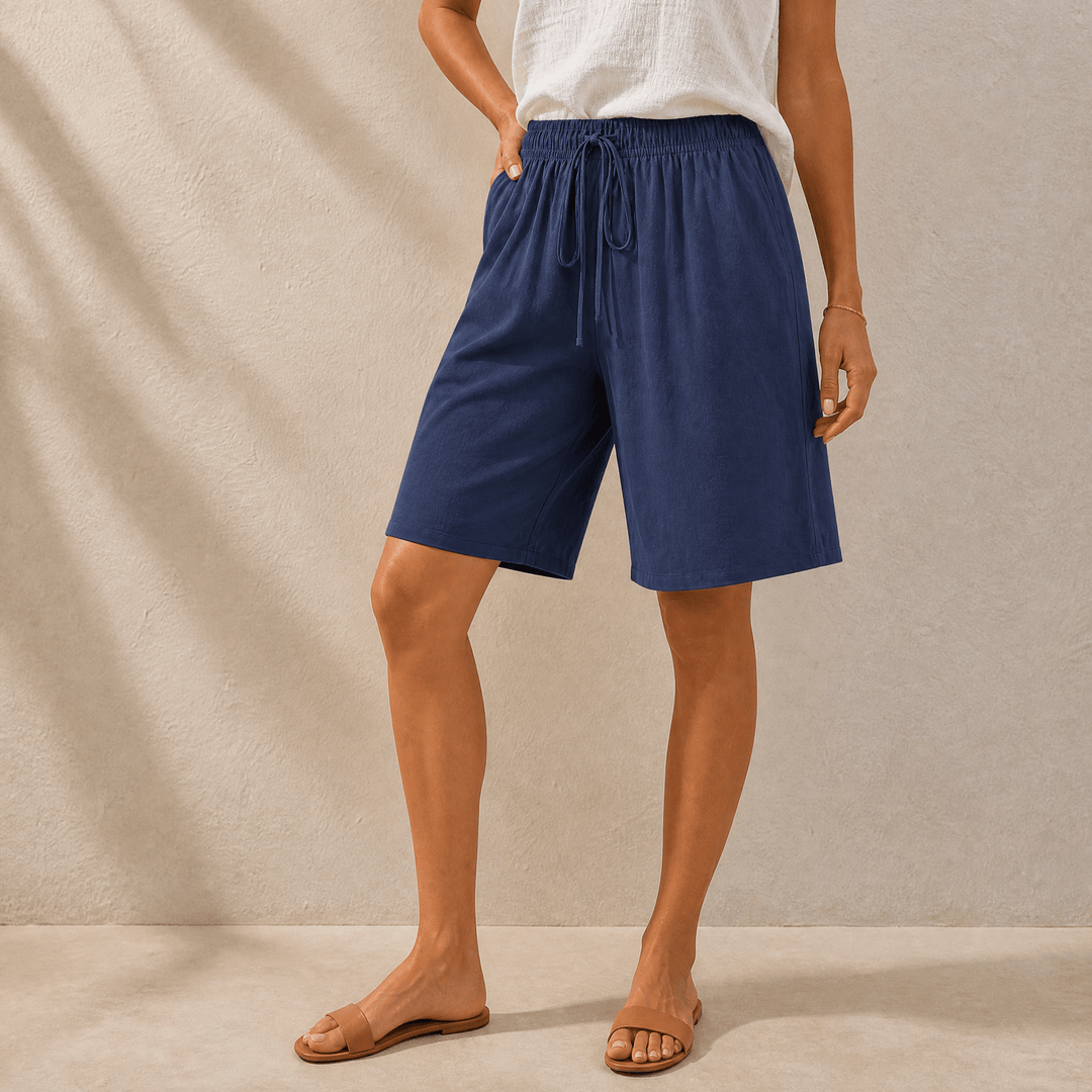 Lumera – Women's Wide-Leg Drawstring Shorts Deep Navy