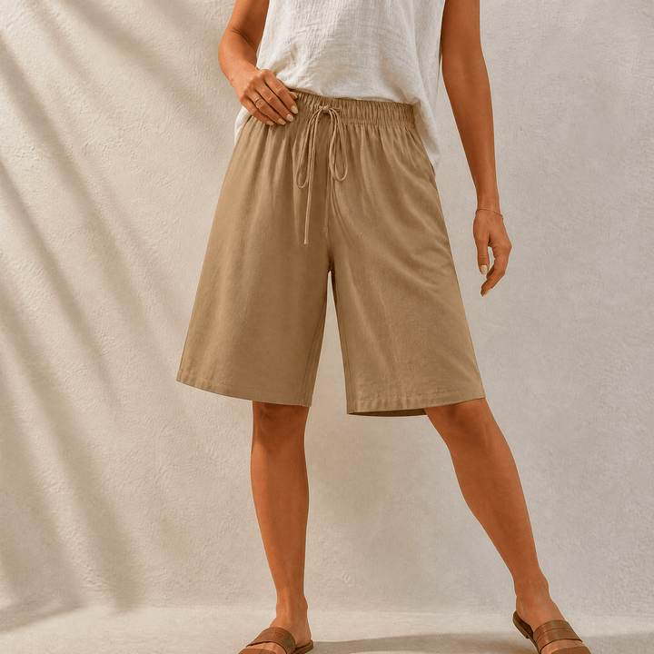 Lumera – Women's Wide-Leg Drawstring Shorts Khaki