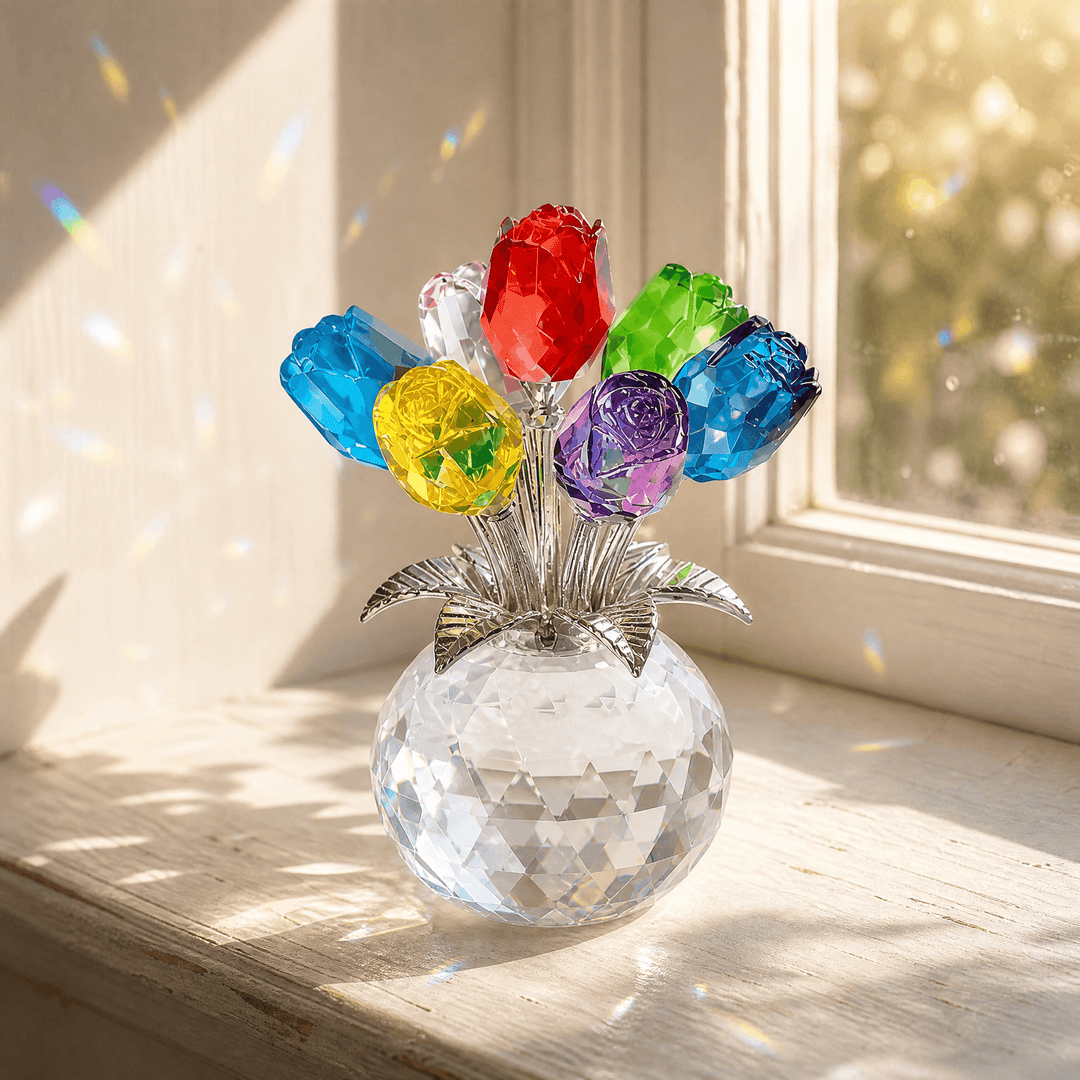 Lumirose – Crystal Rose Bouquet with Vase Colorful