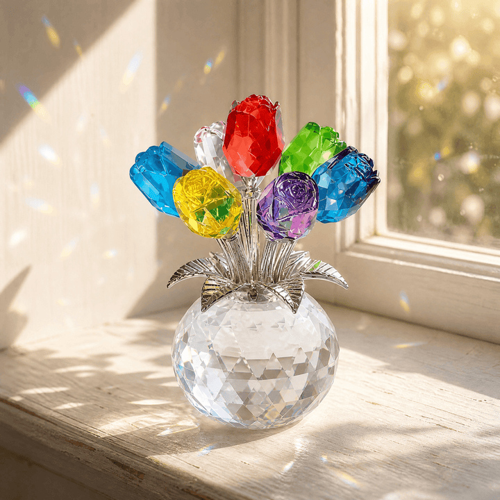 Lumirose – Crystal Rose Bouquet with Vase Colorful