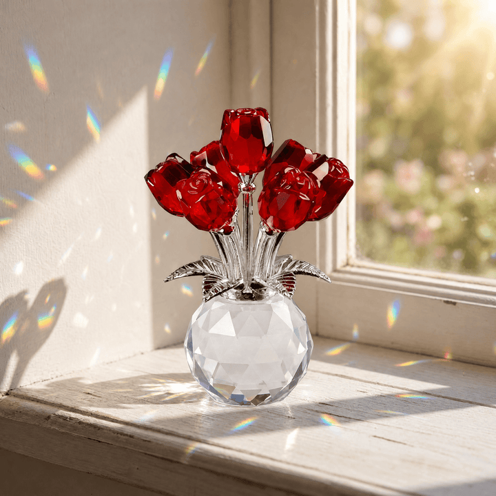 Lumirose – Crystal Rose Bouquet with Vase Red