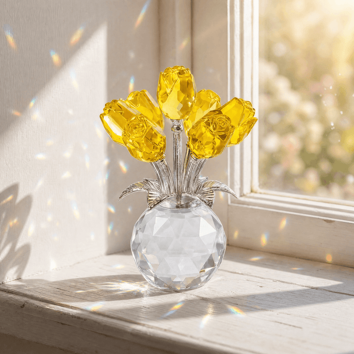 Lumirose – Crystal Rose Bouquet with Vase Yellow