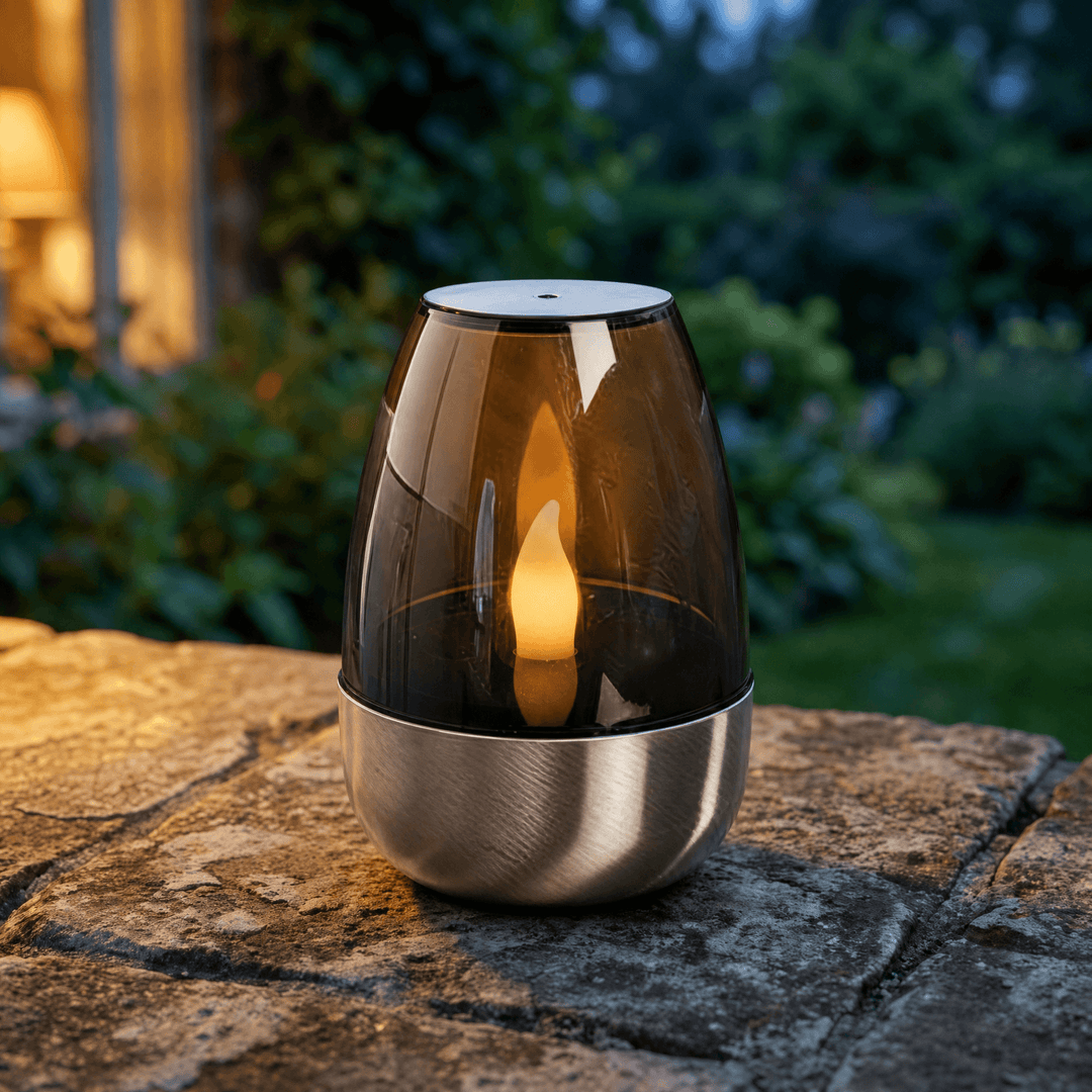 Lumivara – Solar Flickering Candle Light for Outdoor Evenings Smoked