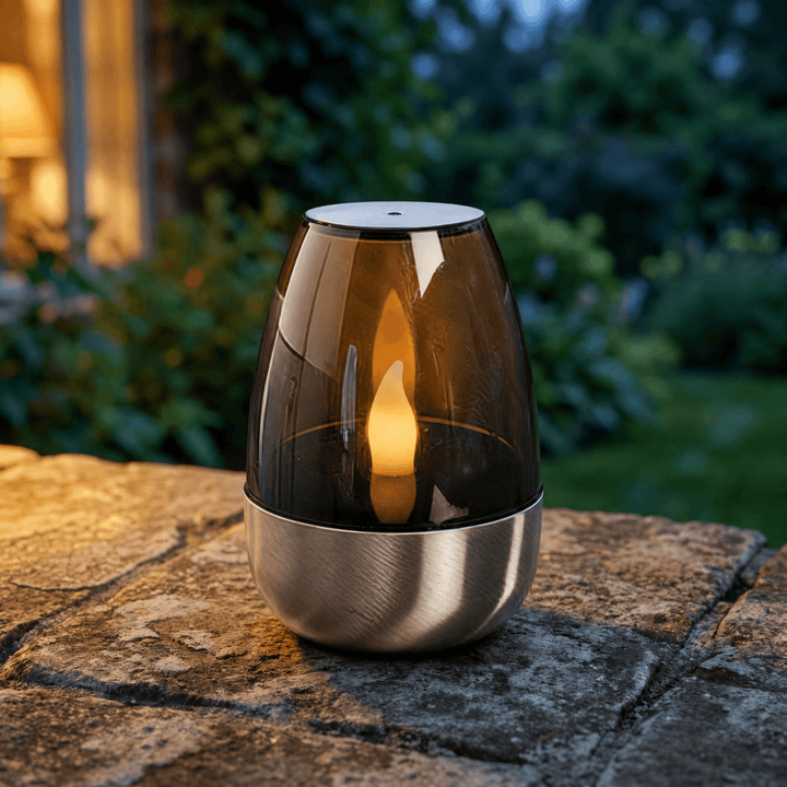 Lumivara – Solar Flickering Candle Light for Outdoor Evenings Smoked