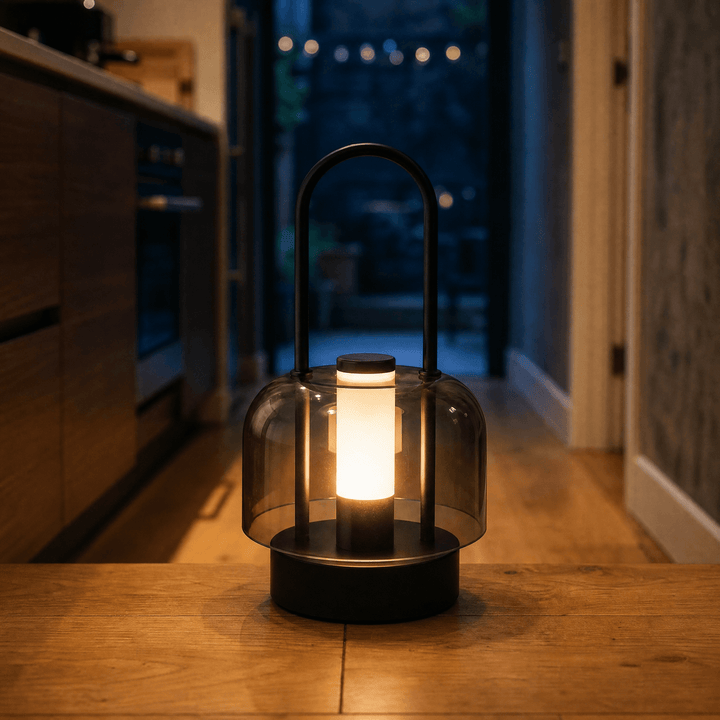 Lumora – Rechargeable Smoked LED Lantern Black