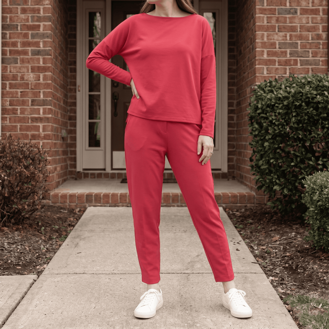Lunaire – Women's Cotton Two Piece Lounge Set Red /