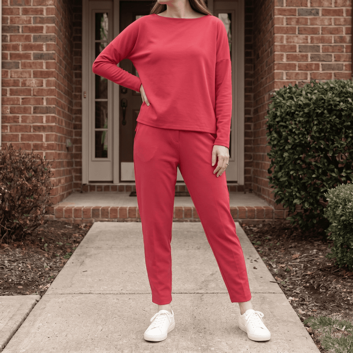 Lunaire – Women's Cotton Two Piece Lounge Set Red /