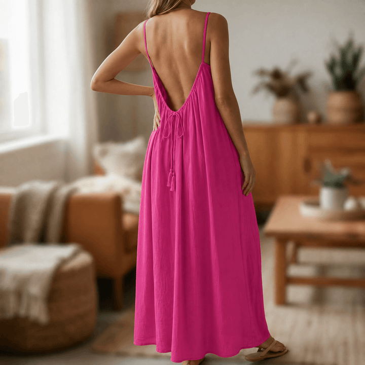 Lunavia – Backless Cami Maxi Dress for Warm Summer Days Dark pink