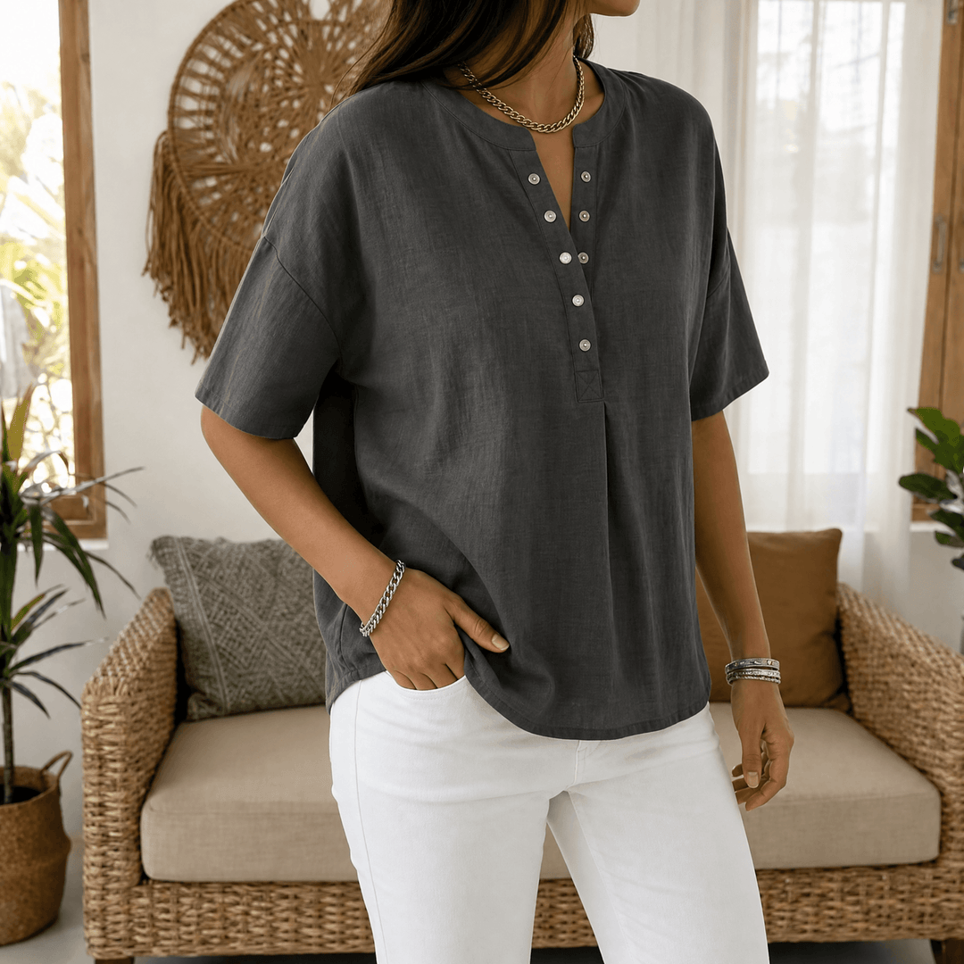 Lunavia Effortless Women's Henley Blouse Charcoal Grey / S