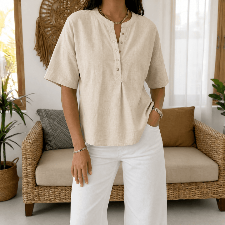 Lunavia Effortless Women's Henley Blouse Cream / S
