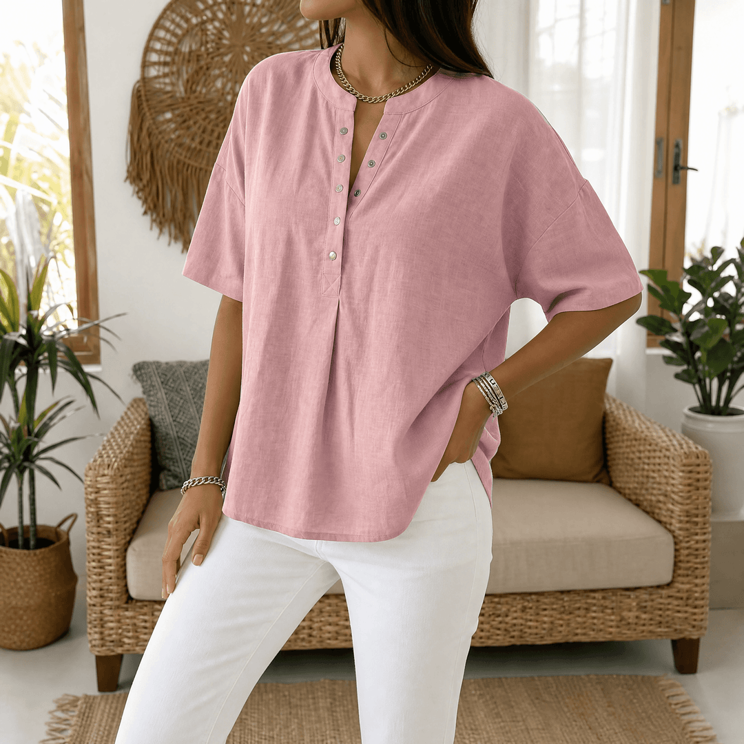 Lunavia Effortless Women's Henley Blouse Dusty Pink / S