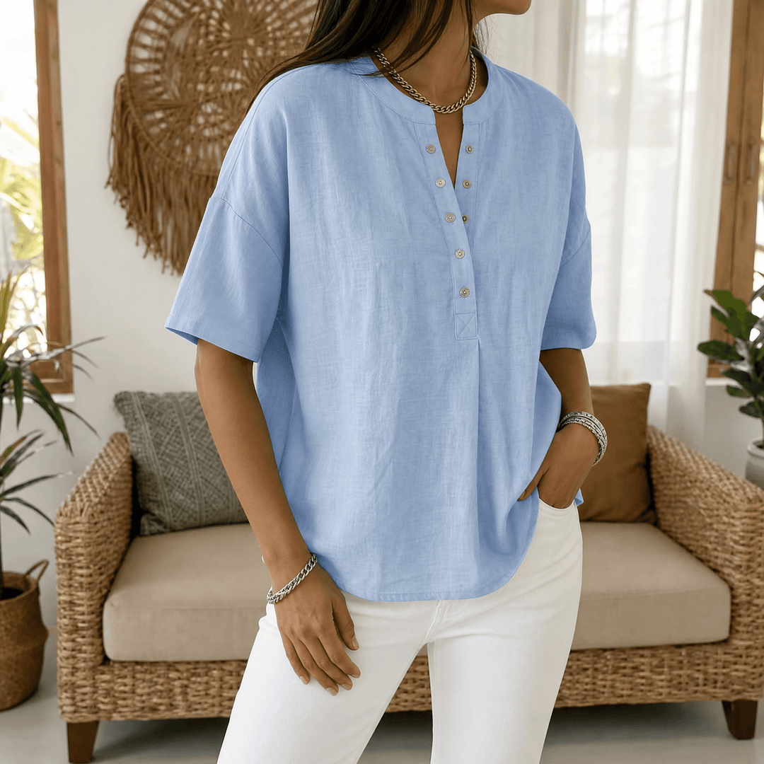 Lunavia Effortless Women's Henley Blouse Powder Blue / S