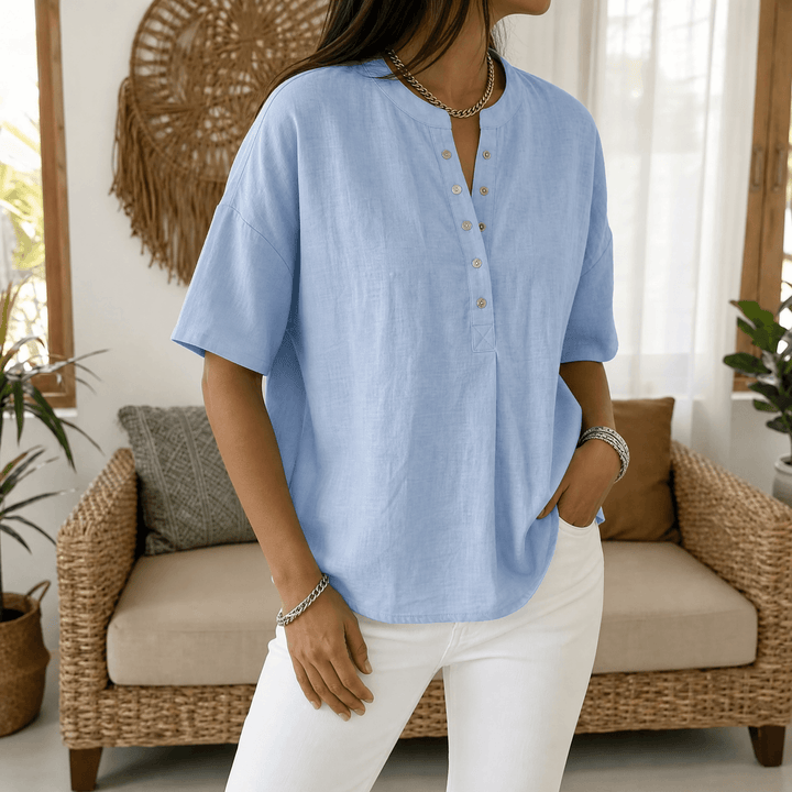 Lunavia Effortless Women's Henley Blouse Powder Blue / S